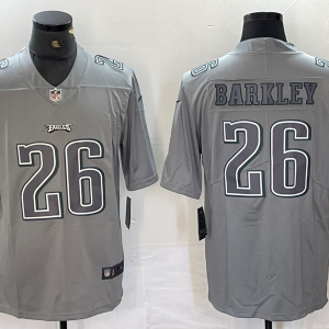 Men's Philadelphia Eagles #26 Saquon Barkley Gray Atmosphere Fashion Jersey