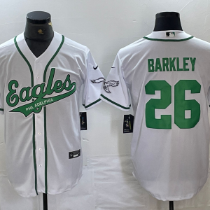 Men's Philadelphia Eagles #26 Saquon Barkley Black Cool Base Stitched Baseball Jersey