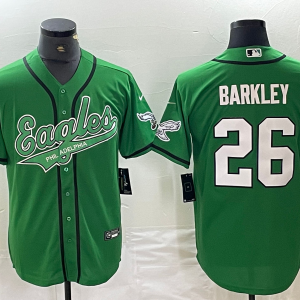 Men's Philadelphia Eagles #26 Saquon Barkley Green Cool Base Stitched Baseball Jersey