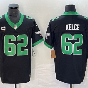 Men's Philadelphia Eagles #62 Jason Kelce Black 2023 F.U.S.E. With 4-Star C Patch Vapor Jersey