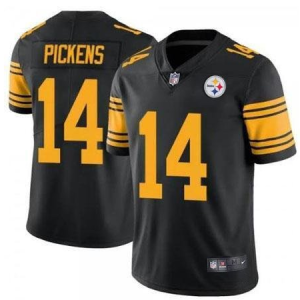 Men's Pittsburgh Steelers #14 Pickens 2022 Black Color Rush Limited Jersey