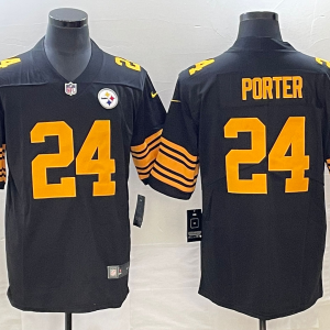 Men's Pittsburgh Steelers #24 Joey Porter Jr. Black 2023 Draft Color Rush Limited Jersey