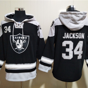 Men's Las Vegas Raiders Raiders #34 Bo Jackson Black Ageless Must-Have Lace-Up Pullover Hoodie