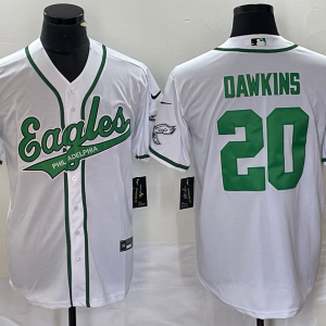 Men's Philadelphia Eagles #20 Brian Dawkins White Cool Base Baseball Stitched Jersey