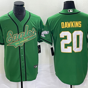 Men's Philadelphia Eagles #20 Brian Dawkins Green Gold Cool Base Baseball Stitched Jersey