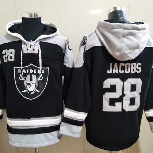 Men's Las Vegas Raiders Raiders #28 Josh Jacobs Ageless Must-Have Lace-Up Pullover Hoodie