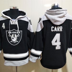 Men's Las Vegas Raiders Raiders #4 Derek Carr Ageless Must-Have Lace-Up Pullover Hoodie