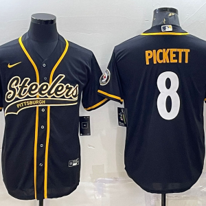 Men's Pittsburgh Steelers #8 Kenny Pickett Black Baseball Nike Jersey