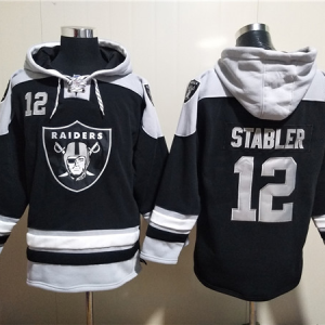 Men's Las Vegas Raiders Raiders #12 Ken Stabler Black Ageless Must-Have Lace-Up Pullover Hoodie