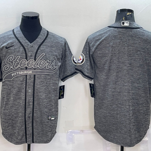 Men's Pittsburgh Steelers Blank Grey Baseball Nike Jersey