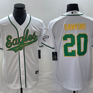 Men's Philadelphia Eagles #20 Brian Dawkins White Cool Base Baseball Stitched Jersey