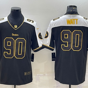 Men's Pittsburgh Steelers #90 T.J. Watt Black Gold Thanksgiving Vapor Untouchable Limited Jersey