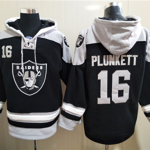 Men's Las Vegas Raiders Raiders #16 Jim Plunkett Ageless Must-Have Lace-Up Pullover Hoodie