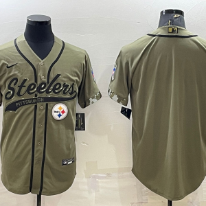 Men's Pittsburgh Steelers Blank 2022 Olive Salute To Service Baseball Nike Jersey