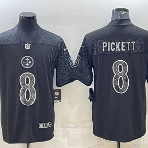 Men's Pittsburgh Steelers #8 Kenny Pickett Black Reflective Limited Jersey