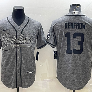 Men's Las Vegas Raiders Raiders #13 Hunter Renfrow Gray With Patch Baseball Jersey