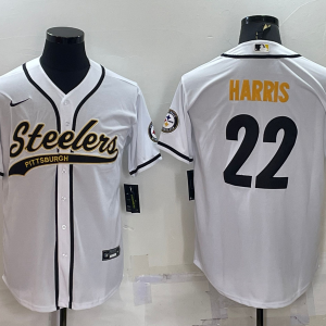 Men's Pittsburgh Steelers #22 Najee Harris White Baseball Jersey