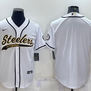 Men's Pittsburgh Steelers Blank White Baseball Nike Jersey