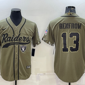 Men's Las Vegas Raiders Raiders #13 Hunter Renfrow 2022 Olive Salute To Service Baseball Nike Jersey