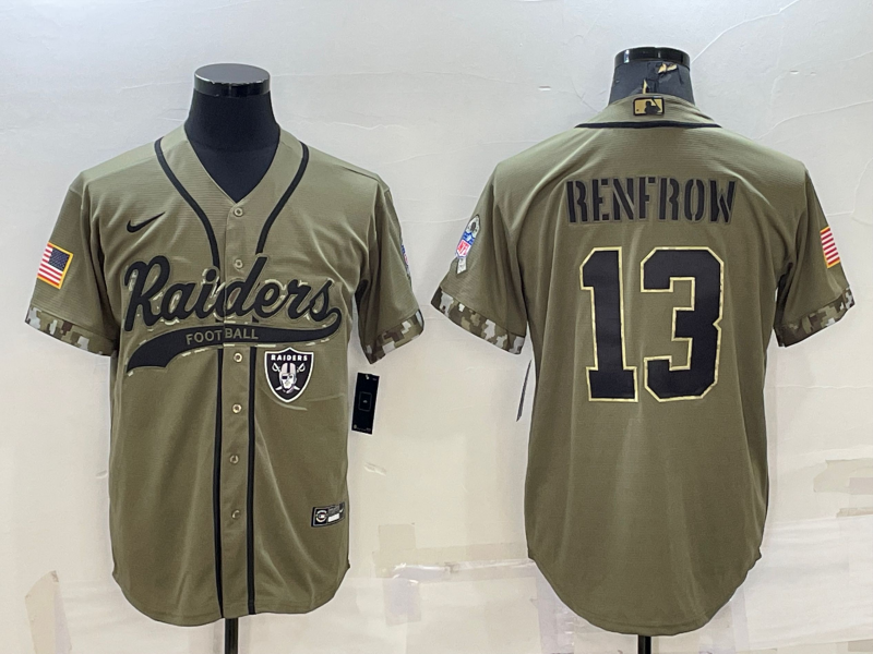 Men's Las Vegas Raiders Raiders #13 Hunter Renfrow 2022 Olive Salute To Service Baseball Nike Jersey