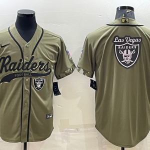 Men's Las Vegas Raiders Raiders 2022 Olive Salute To Service Team Big Logo With Patch Baseball Nike Jersey