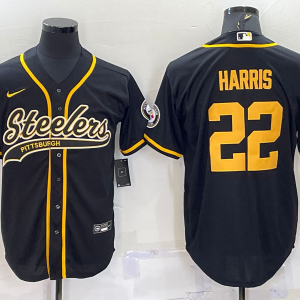 Men's Pittsburgh Steelers #22 Najee Harris Black Baseball Jersey