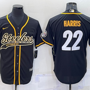 Men's Pittsburgh Steelers #22 Najee Harris Black Baseball Jersey