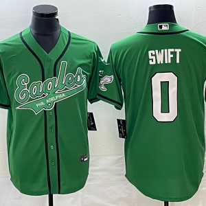 Men's Philadelphia Eagles #0 D??andre Swift Green Cool Base Stitched Baseball Jersey