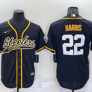 Men's Pittsburgh Steelers #22 Najee Harris Black Baseball Jersey