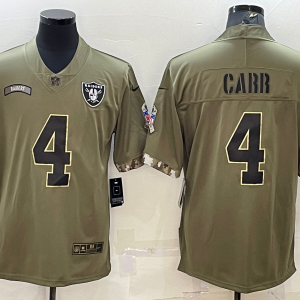 Men's Las Vegas Raiders Raiders #4 Derek Carr 2022 Olive Salute To Service Limited Jersey