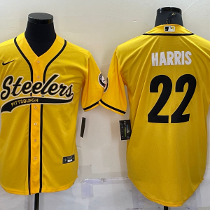Men's Pittsburgh Steelers #22 Najee Harris Yellow Baseball Jersey