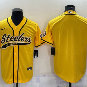 Men's Pittsburgh Steelers Blank Yellow Baseball Nike Jersey