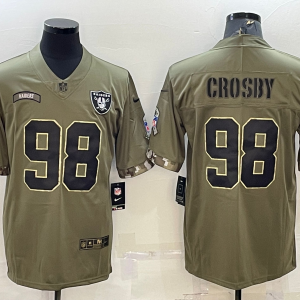 Men's Las Vegas Raiders Raiders #98 Maxx Crosby 2022 Olive Salute To Service Limited Jersey