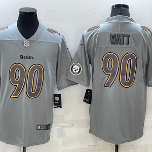 Men's Pittsburgh Steelers #90 T.J. Watt Grey Atmosphere Fashion Limited Jersey