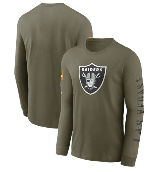 Men's Las Vegas Raiders Raiders 2022 Olive Salute To Service Long Sleeve T-Shirt