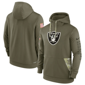 Men's Las Vegas Raiders Raiders 2022 Olive Salute To Service Therma Performance Pullover Hoodie