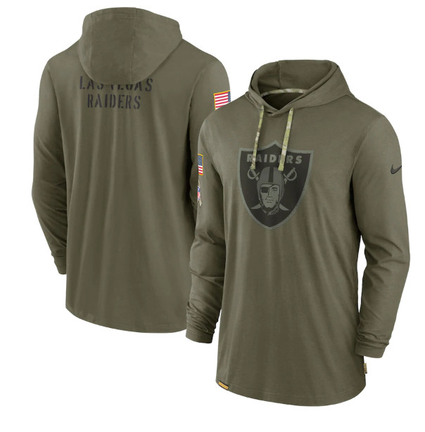 Men's Las Vegas Raiders Raiders 2022 Olive Salute To Service Tonal Pullover Hoodie
