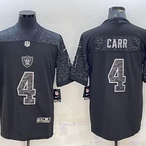 Men's Las Vegas Raiders Raiders #4 Derek Carr Black Reflective Limited Jersey