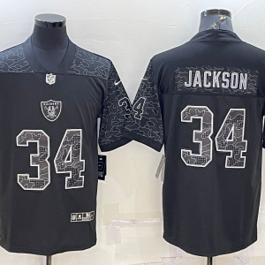 Men's Las Vegas Raiders Raiders #34 Bo Jackson Black With Patch Baseball Jersey