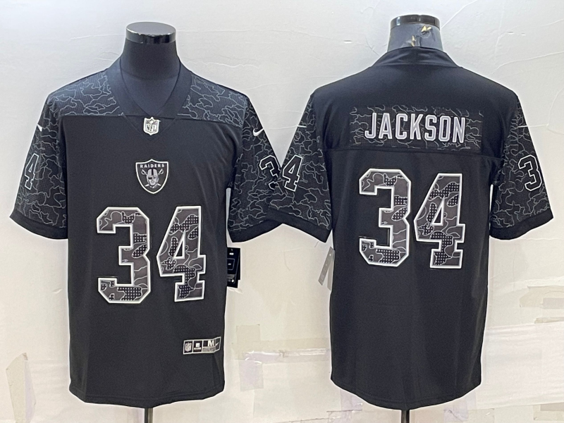 Men's Las Vegas Raiders Raiders #34 Bo Jackson Black With Patch Baseball Jersey