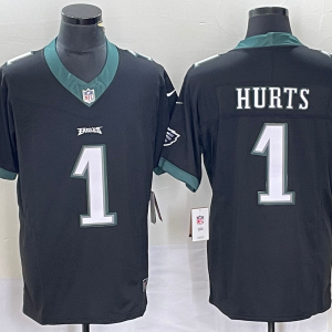 Men's Philadelphia Eagles #1 Jalen Hurts Black 2023 F.U.S.E. Vapor Untouchable Limited Jersey