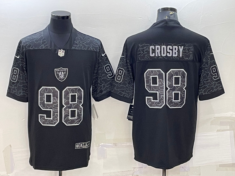 Men's Las Vegas Raiders Raiders #98 Maxx Crosby Black Reflective Limited Jersey