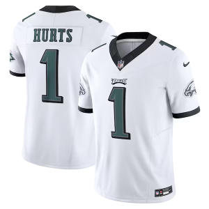 Men's Philadelphia Eagles #1 Jalen Hurts White 2023 F.U.S.E. Vapor Untouchable Limited Jersey