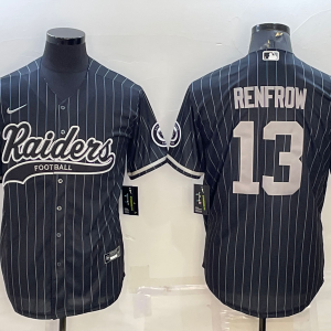 Men's Las Vegas Raiders Raiders #13 Hunter Renfrow Black With Patch Baseball Jersey