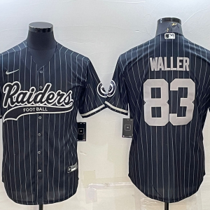 Men's Las Vegas Raiders Raiders #83 Darren Waller Black With Patch Baseball Jersey