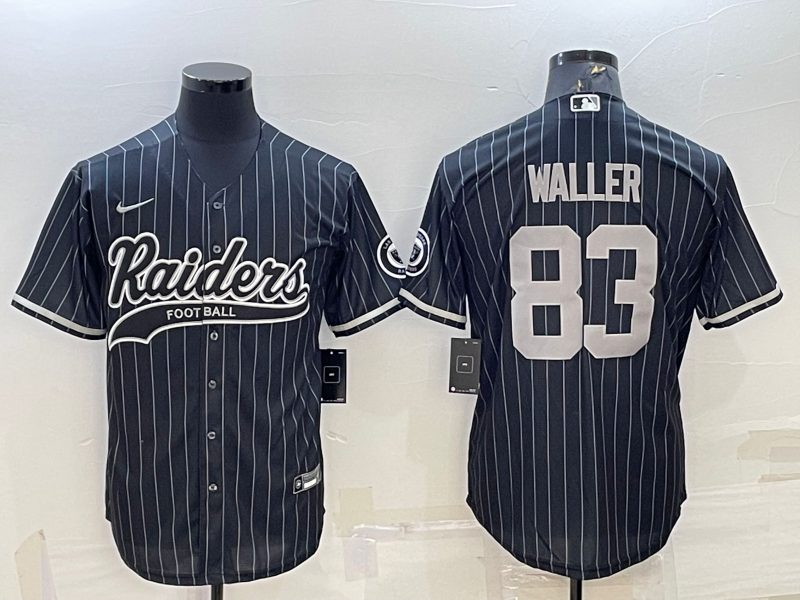 Men's Las Vegas Raiders Raiders #83 Darren Waller Black With Patch Baseball Jersey