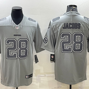Men's Las Vegas Raiders Raiders #28 Josh Jacobs Gray Atmosphere Fashion With Patch Jersey