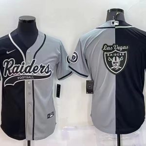 Men's Las Vegas Raiders Raiders Blank Black/Grey Split With Patch Nike Jersey