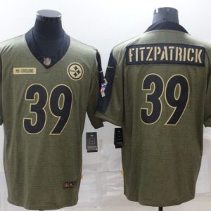 Men's Steelers #39 Minkah Fitzpatrick 2021 Olive Salute To Service Limited Jersey