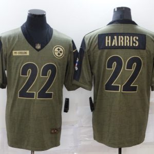 Men's Pittsburgh Steelers #22 Najee Harris 2021 Olive Salute To Service Limited Jersey